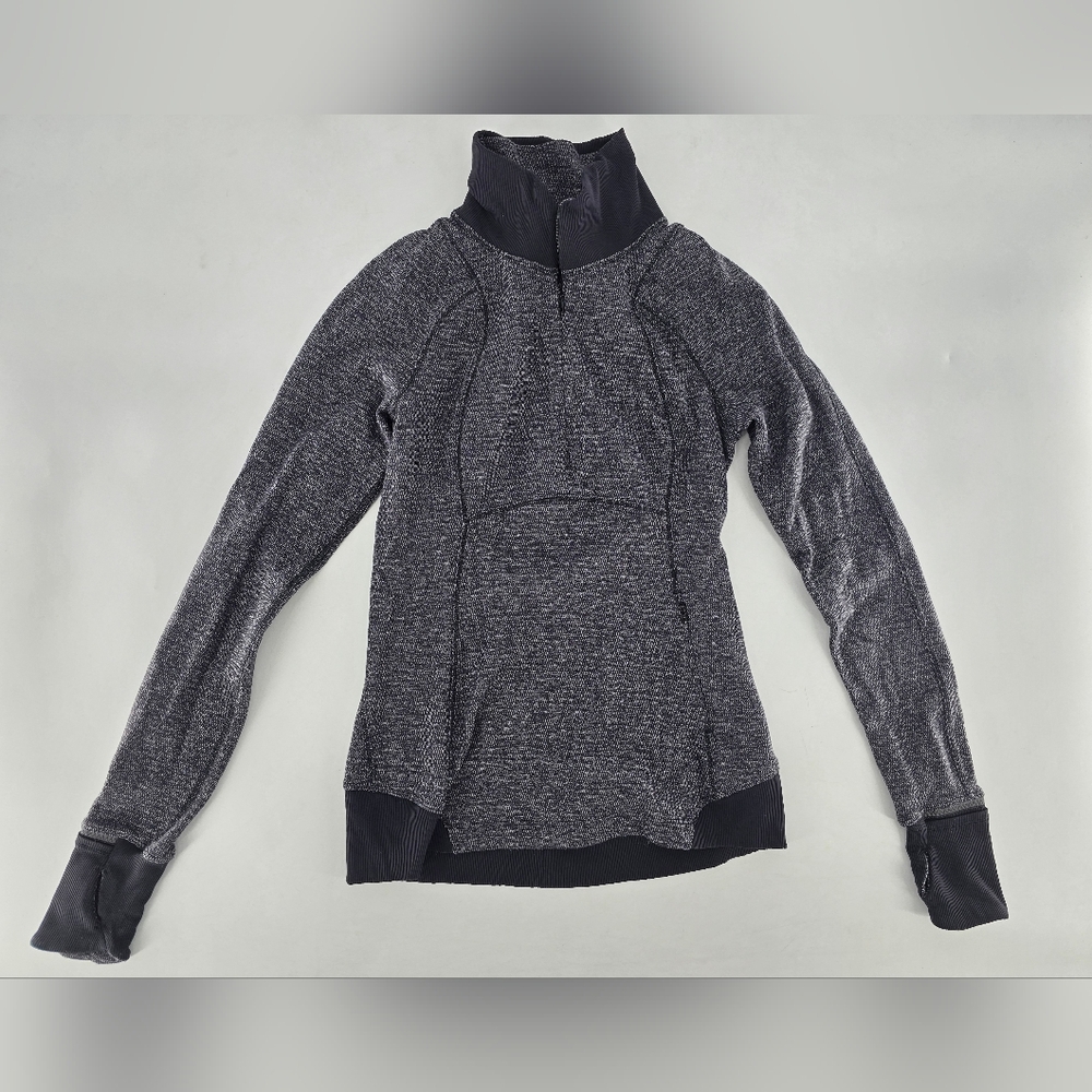 Lululemon Athletica Gray‎ Cowl Neck Sweater pullover 1/2 zip Sz S